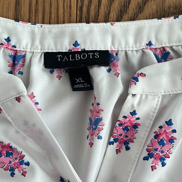 Talbots Pink Blue Floral Tunic Print Blouse size XL - Picture 8 of 12